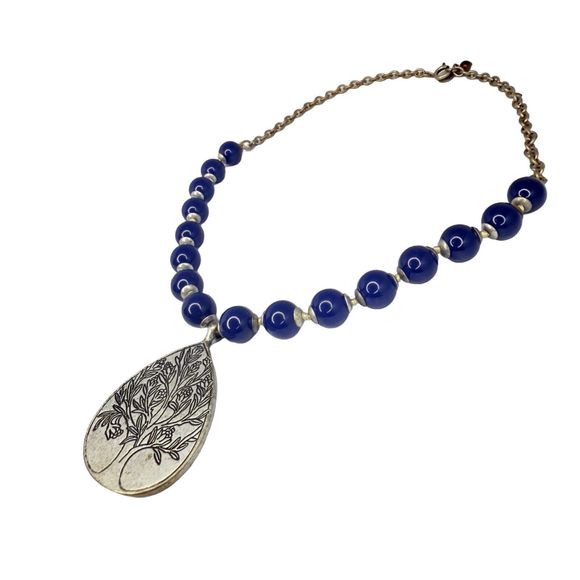 Liz Claiborne Blue Lapis Tree Of Life Pendant Necklace 18” Reflection & Faith - Picture 12 of 16